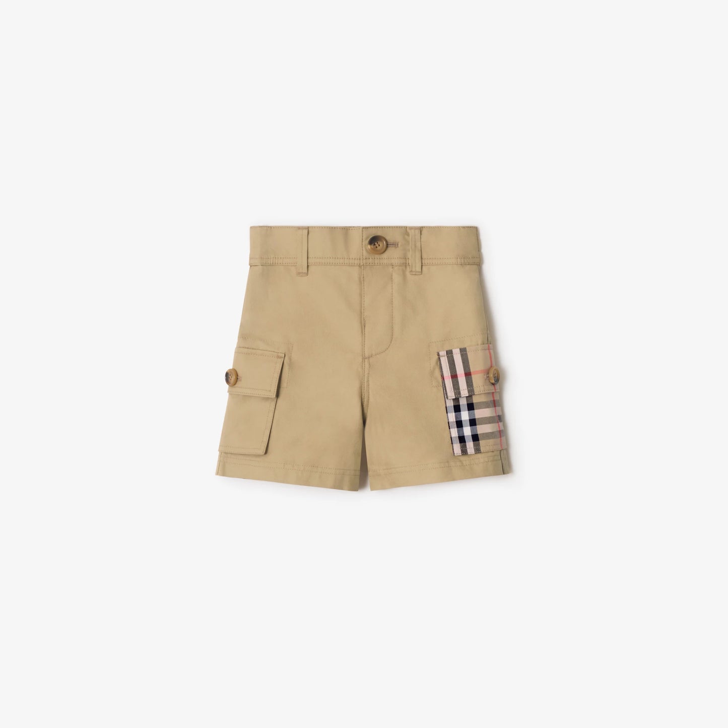 Check Trim Cotton Cargo Shorts