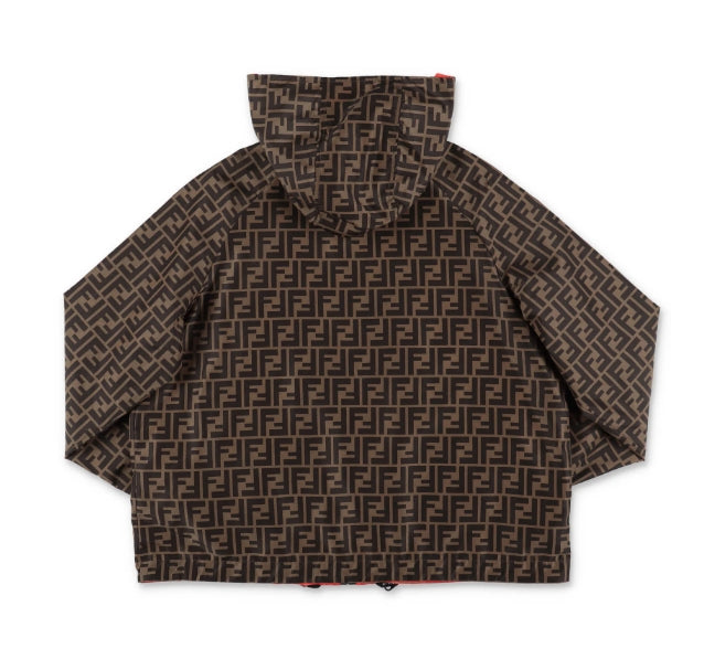 HOODED REVERSIBLE WINDBRAKER JACKET WITH FF ALLOVER