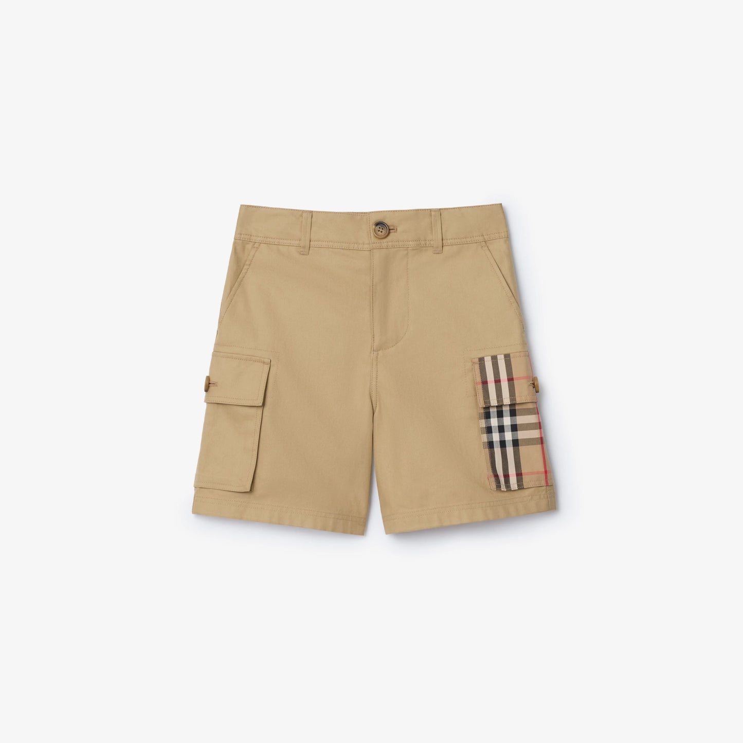 Check Trim Cotton Cargo Shorts