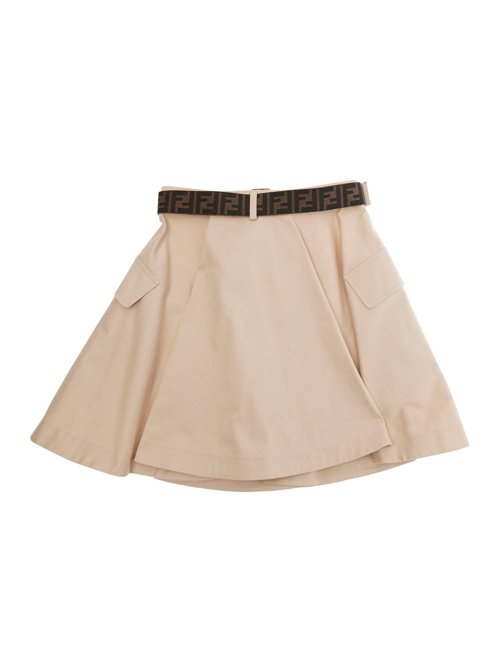 EAVY GABERDINE SKIRT WITH FENDI LOGO BELT