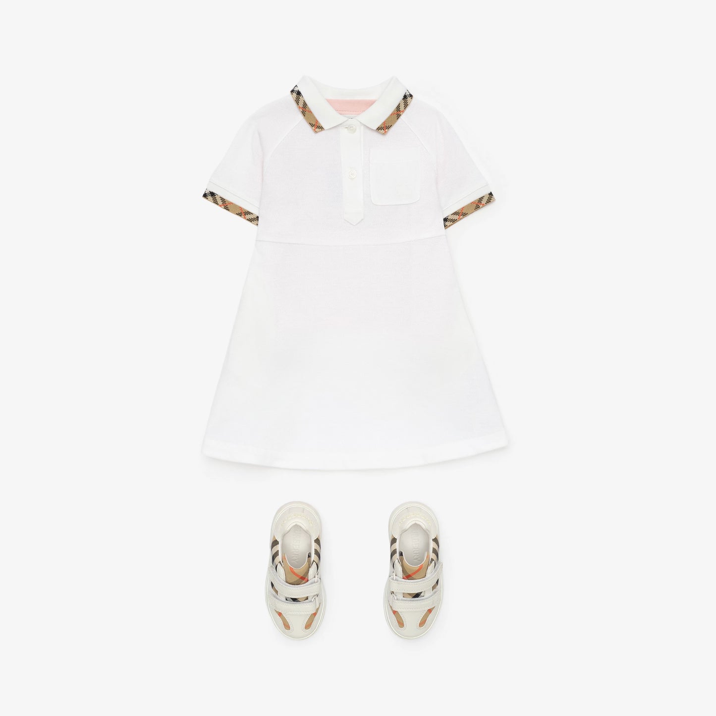 Check Trim Cotton Polo Shirt Dress 8129884