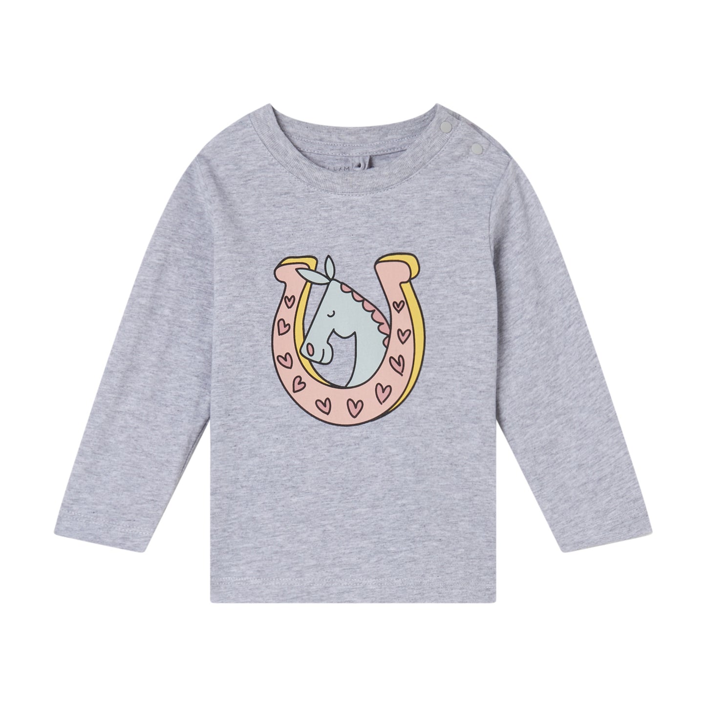 BABY GIRL LS TEE WITH HORSESHOE PRINT