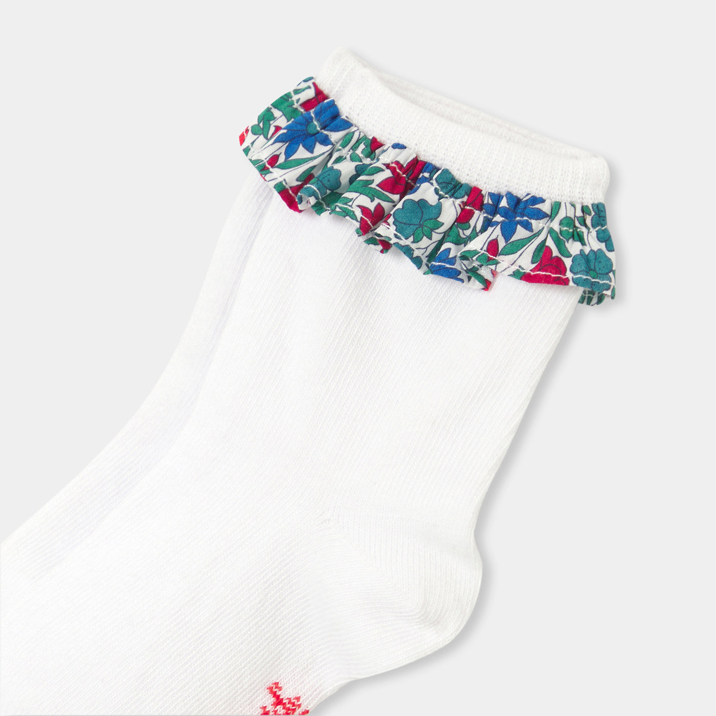Girl socks with frill - white/red