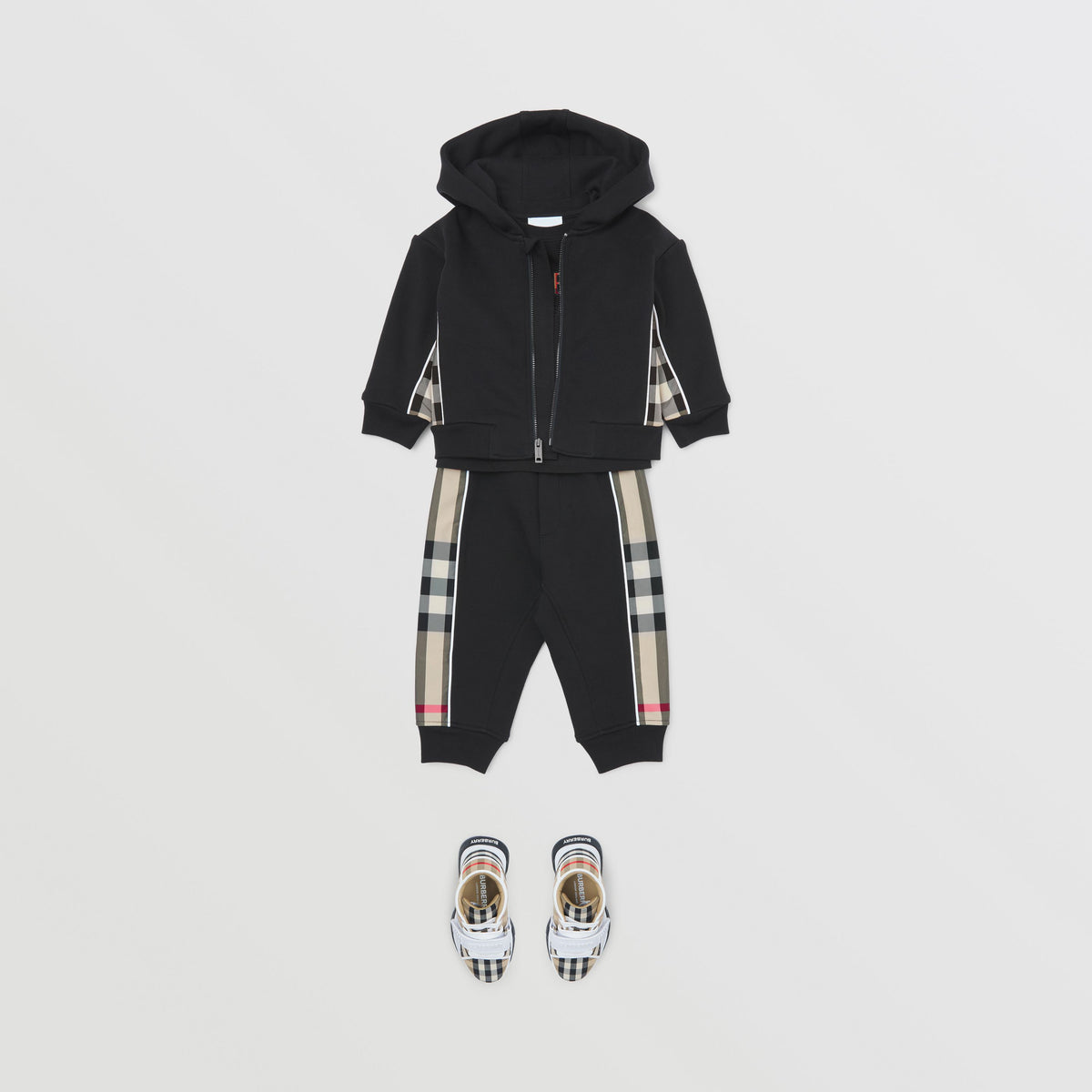 Burberry Baby Check Panel Cotton Jogging Pants
