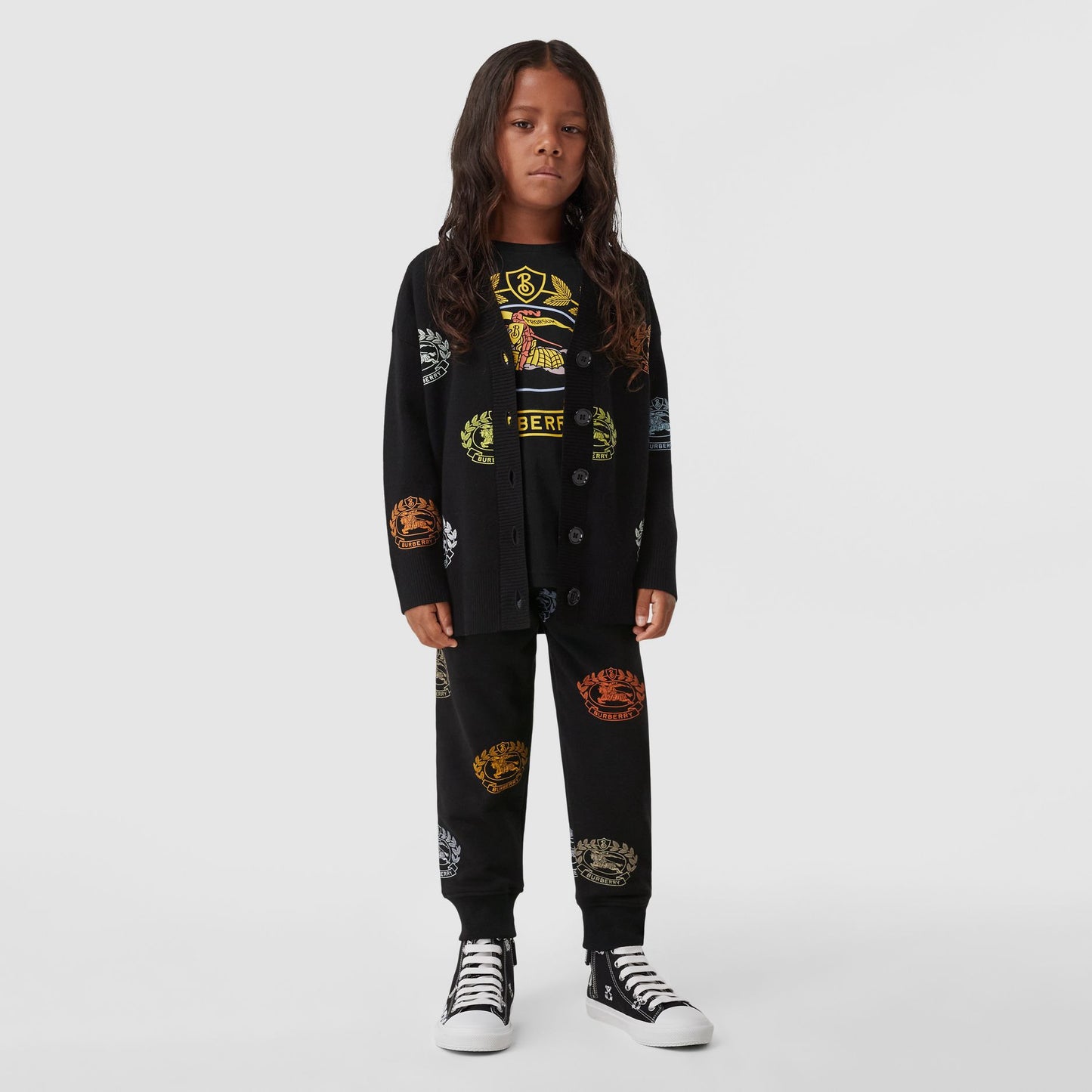 Burberry Black Logo Motif Wool Cardigan