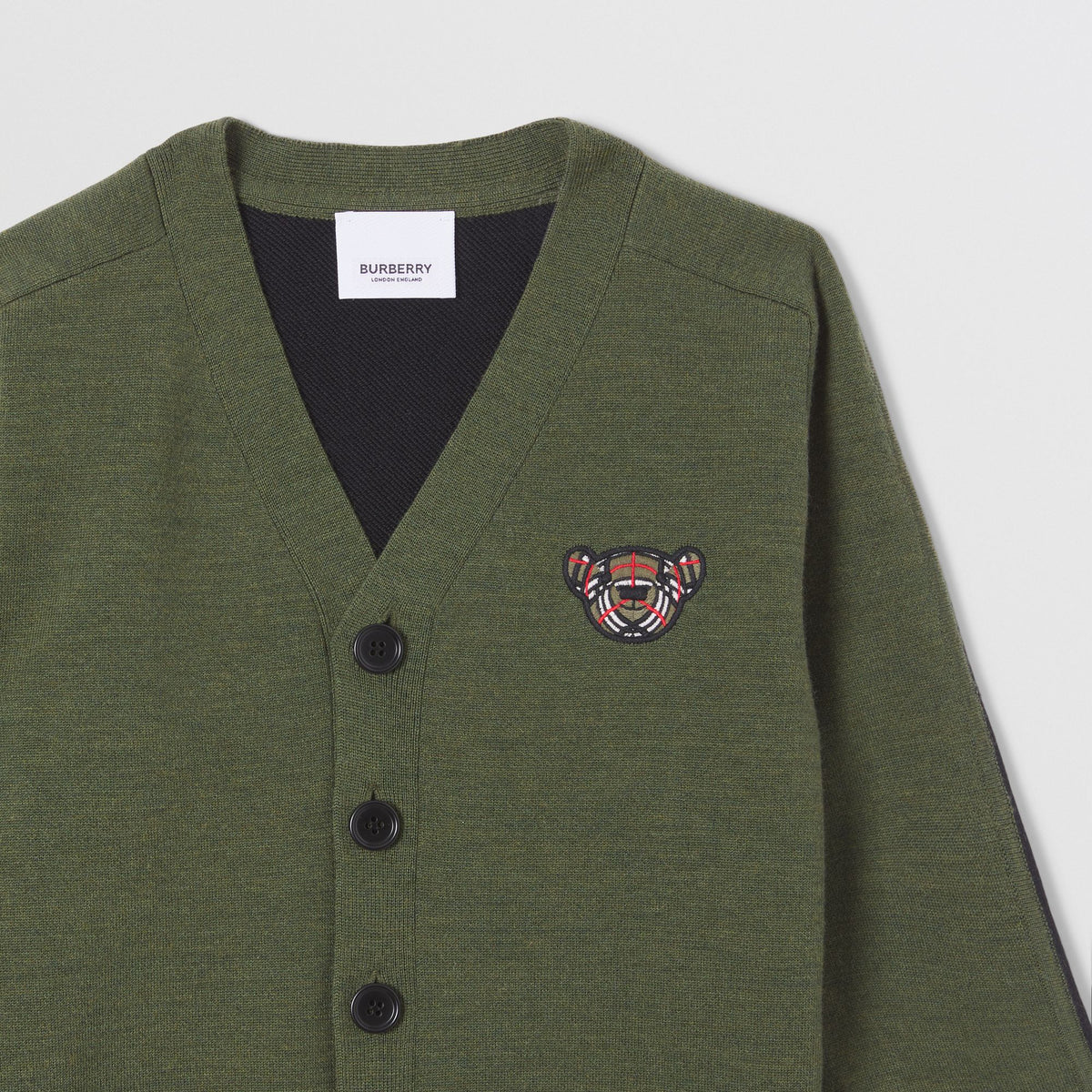 Burberry Green Thomas Bear Motif Wool Cardigan