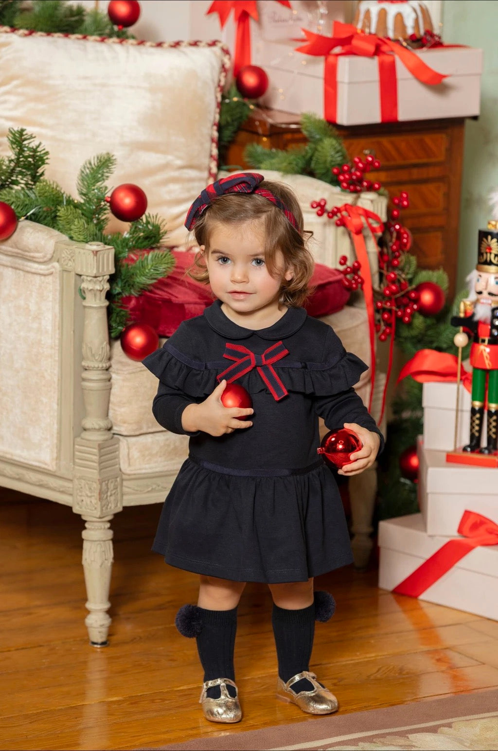 Patachou Navy Long Sleeve Dress