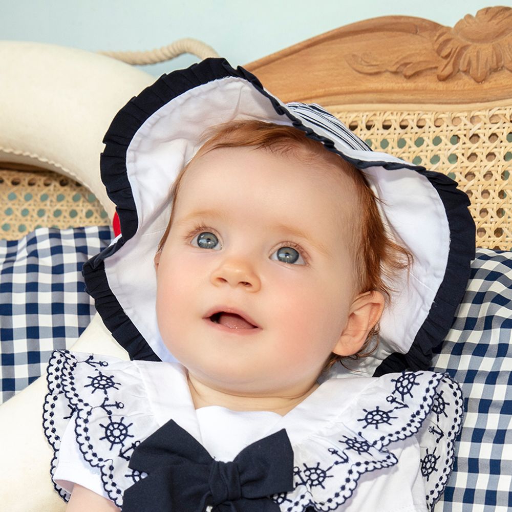Patachou Baby Girls White & Blue Hat