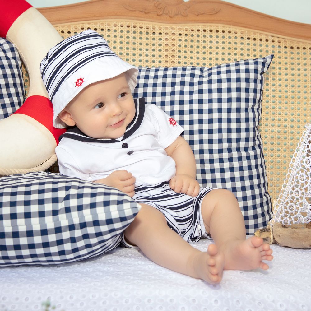 Patachou White & Blue Striped Shortie