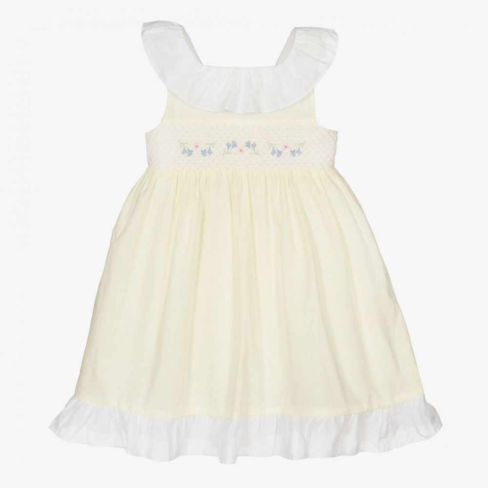 Patachou Yellow Smocked Cotton Dress