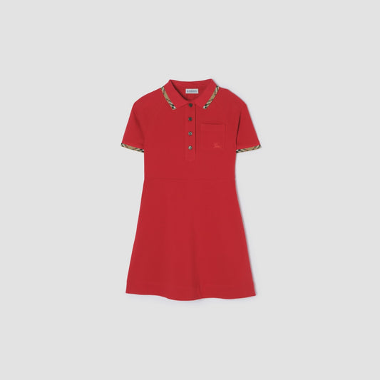 Check Trim Cotton Polo Shirt Dress 8131012