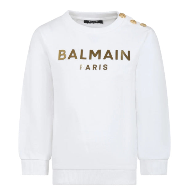 SWEATSHIRT W/ GOLD LOGO & BUTTONS ON SHOULDER