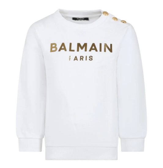 SWEATSHIRT W/ GOLD LOGO & BUTTONS ON SHOULDER