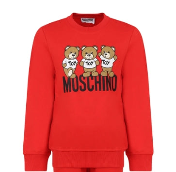 Moschino Baby Red Sweatshirt with 3 Bears Logo