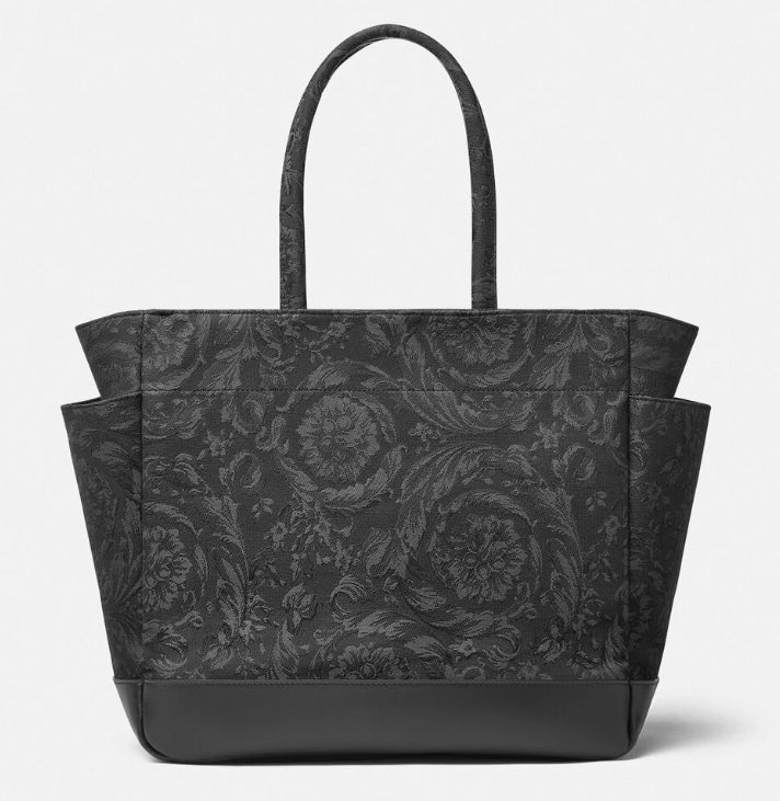 TOTE FABRIC+CALF LEATHER+EMBROIDERY