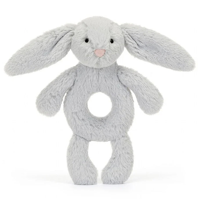 Bashful Grey Bunny Ring Rattle