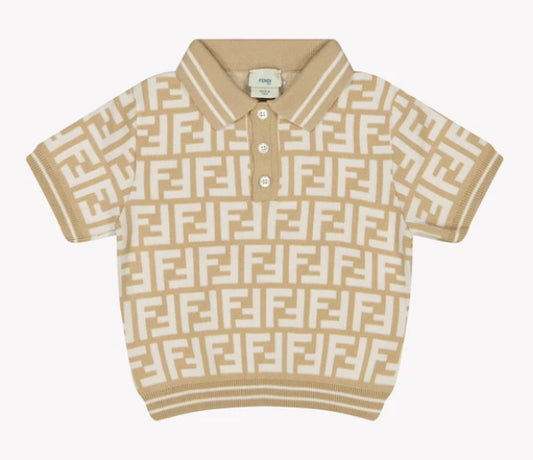 MINI ME BABY BOY SS KNIT POLO WITH FF ALLOVER