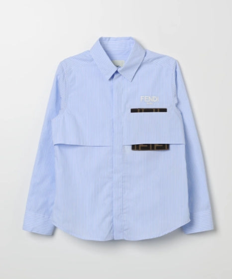 BOY LS BUTTON UP SHIRT WITH FF DETAIL