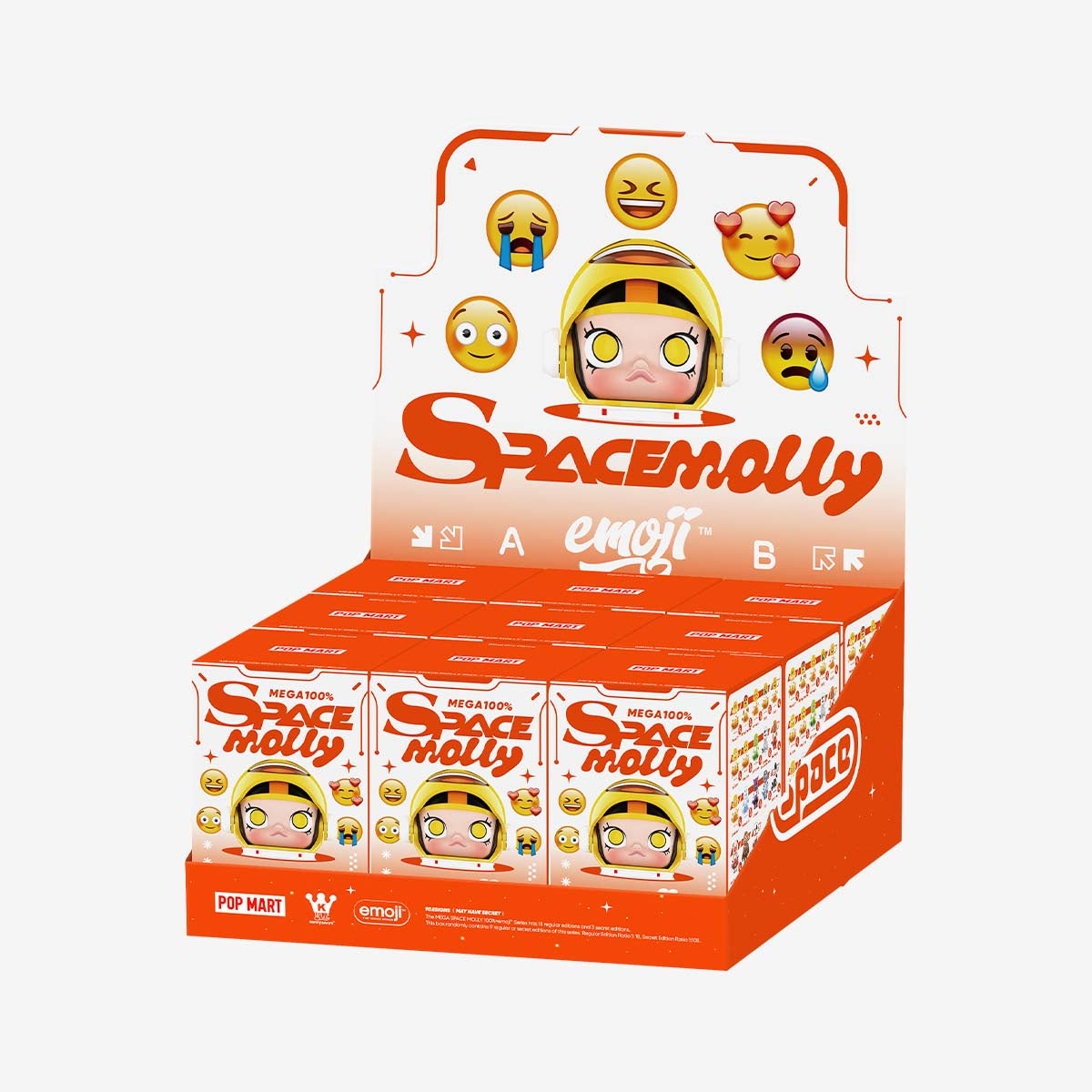 Popmart Mega Space Molly100% x Emoji Series Blind Box(Box of 9)