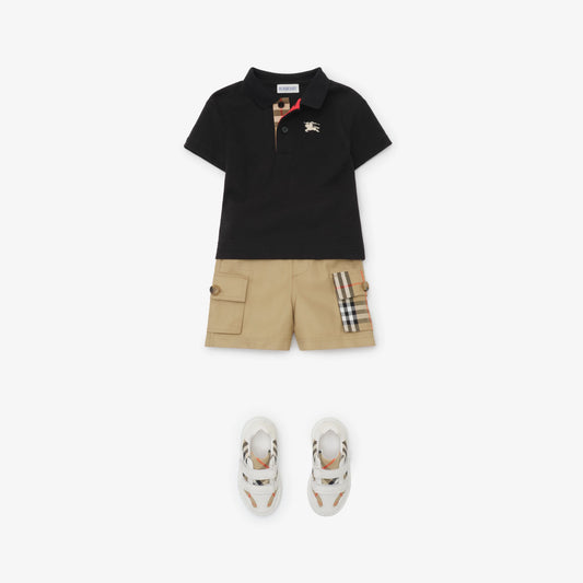 Check Trim Cotton Cargo Shorts