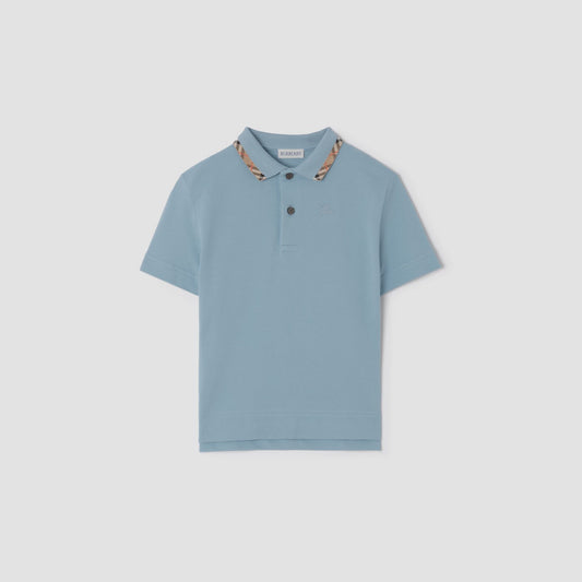 Cotton Pique Polo Shirt/Misty blue