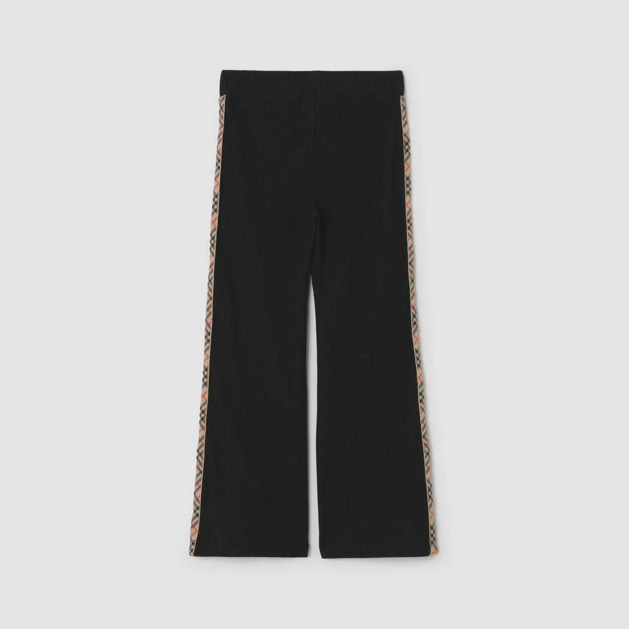 Check Trim Stretch Cotton Flared Trousers