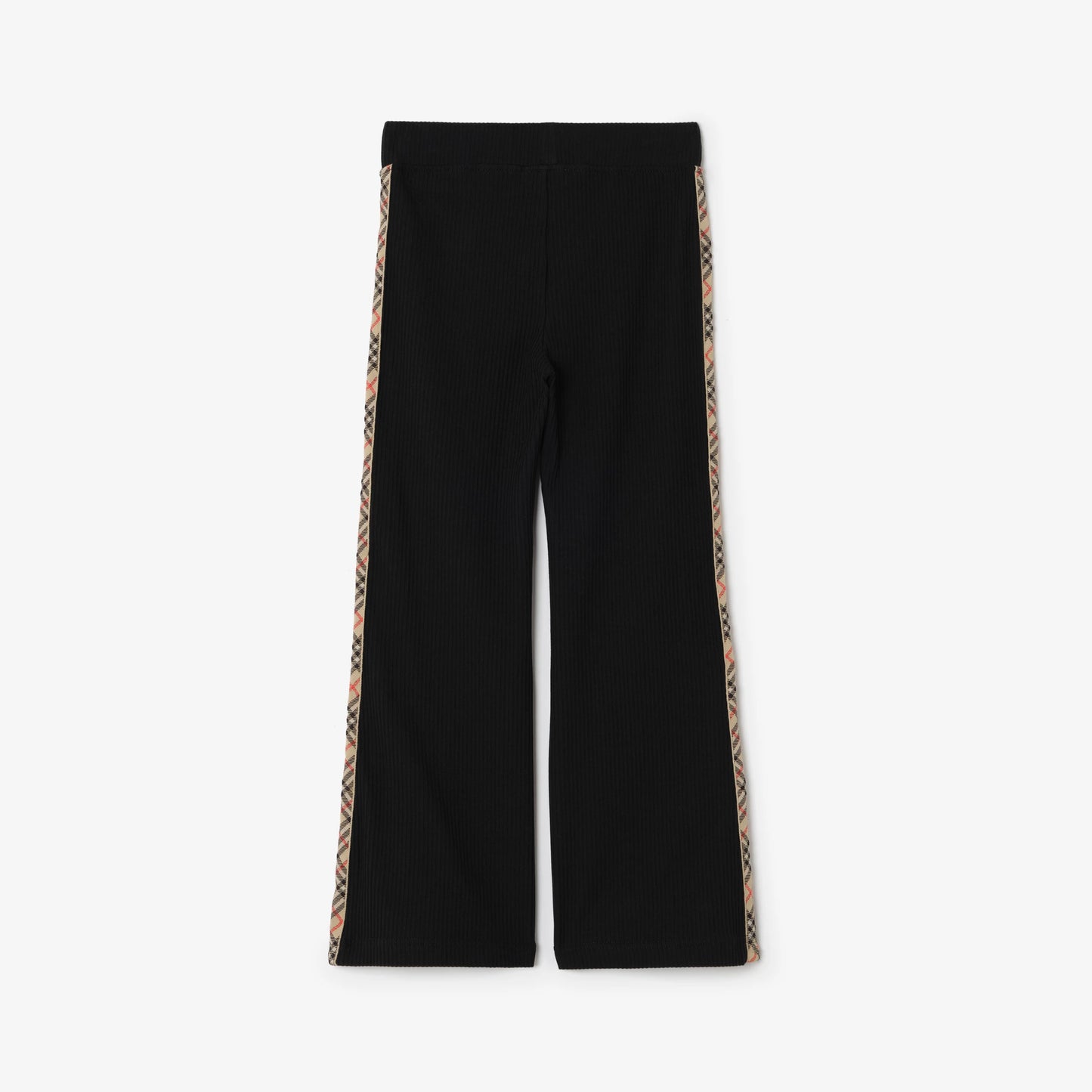 Check Trim Stretch Cotton Flared Trousers