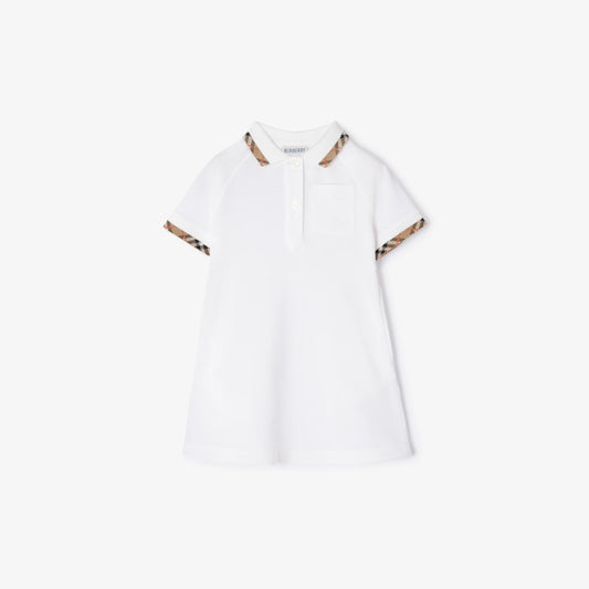 Check Trim Cotton Polo Shirt Dress 8129884