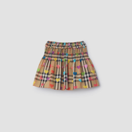 Heart Check Cotton Skirt