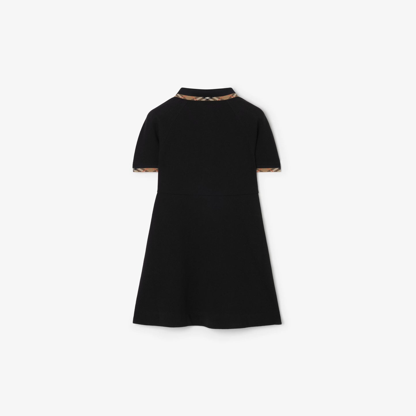 Check Trim Cotton Polo Shirt Dress