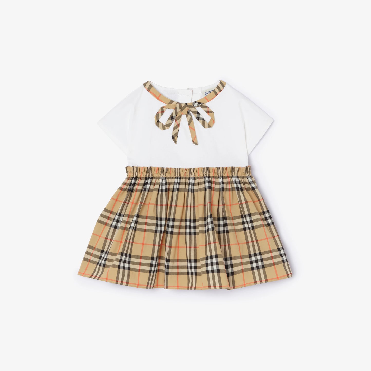 Check Bow Cotton Dress with Bloomers
