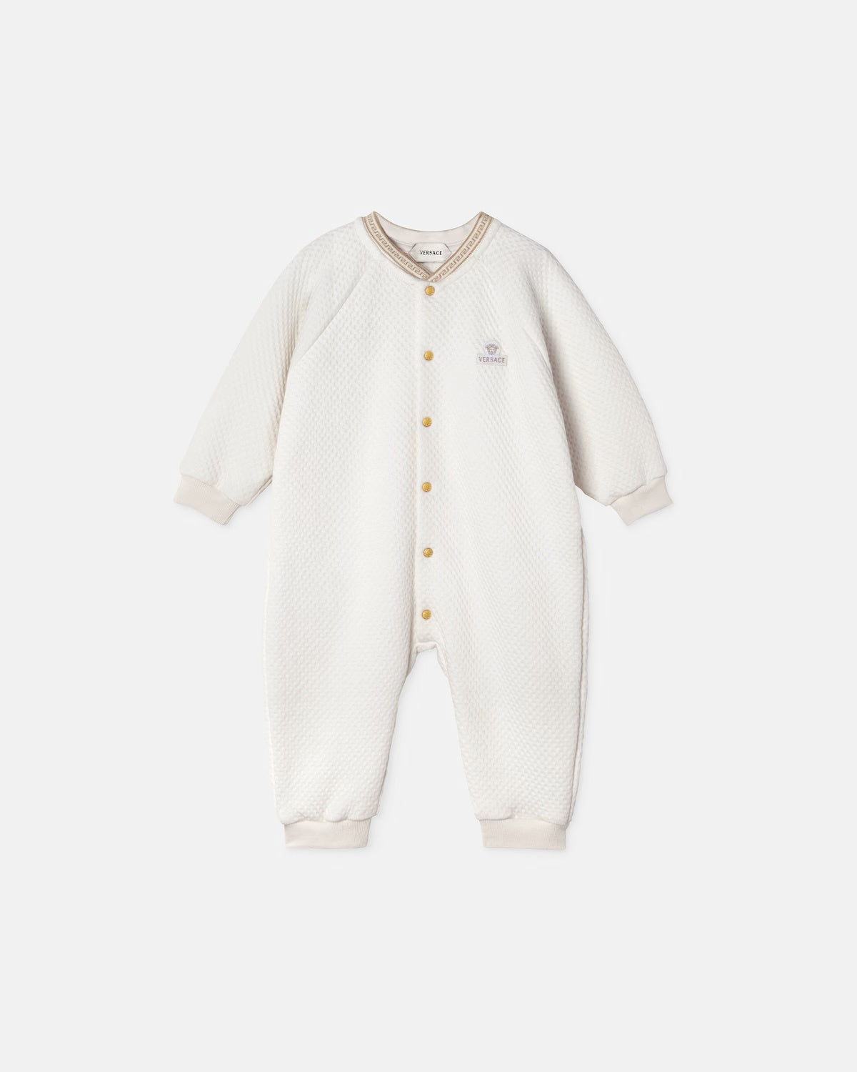 Baby Embroidered Matelassé Cotton-Jersey Sleepsuit