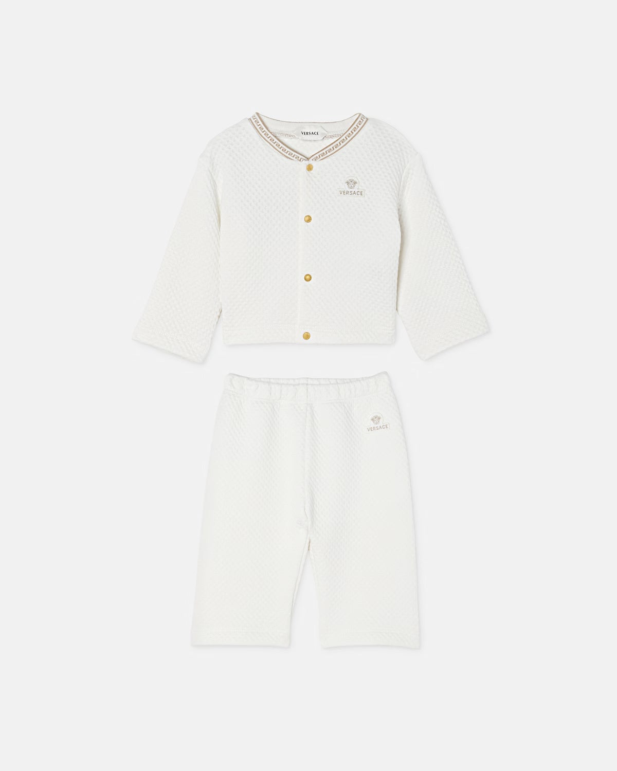 Baby cardigan set in embroidered matelassé jersey
