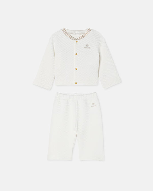 Baby cardigan set in embroidered matelassé jersey
