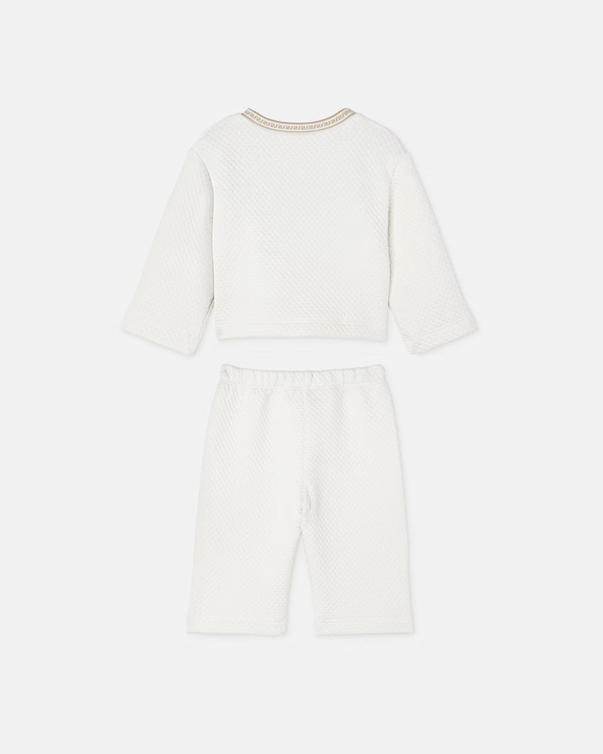 Baby cardigan set in embroidered matelassé jersey