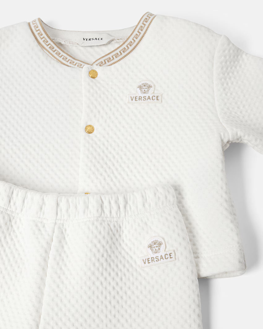 Baby cardigan set in embroidered matelassé jersey