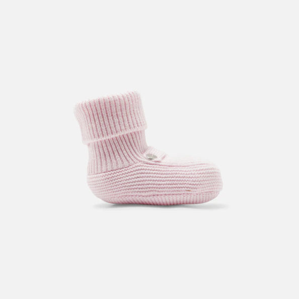 Baby girl knitted booties - jacadi pale pink