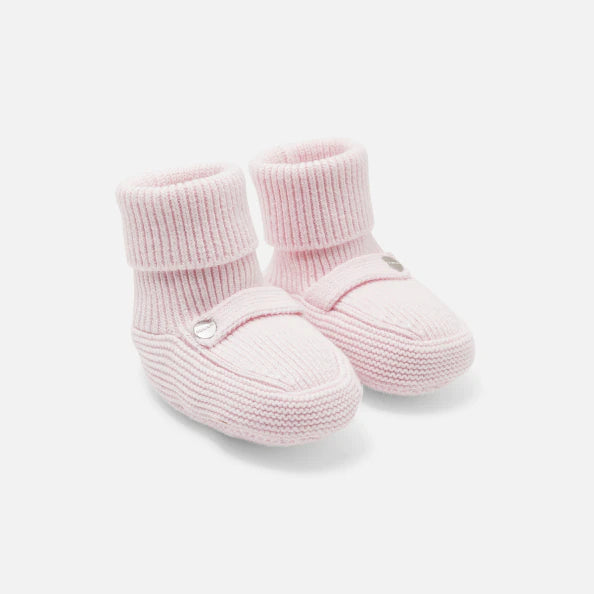 Baby girl knitted booties - jacadi pale pink
