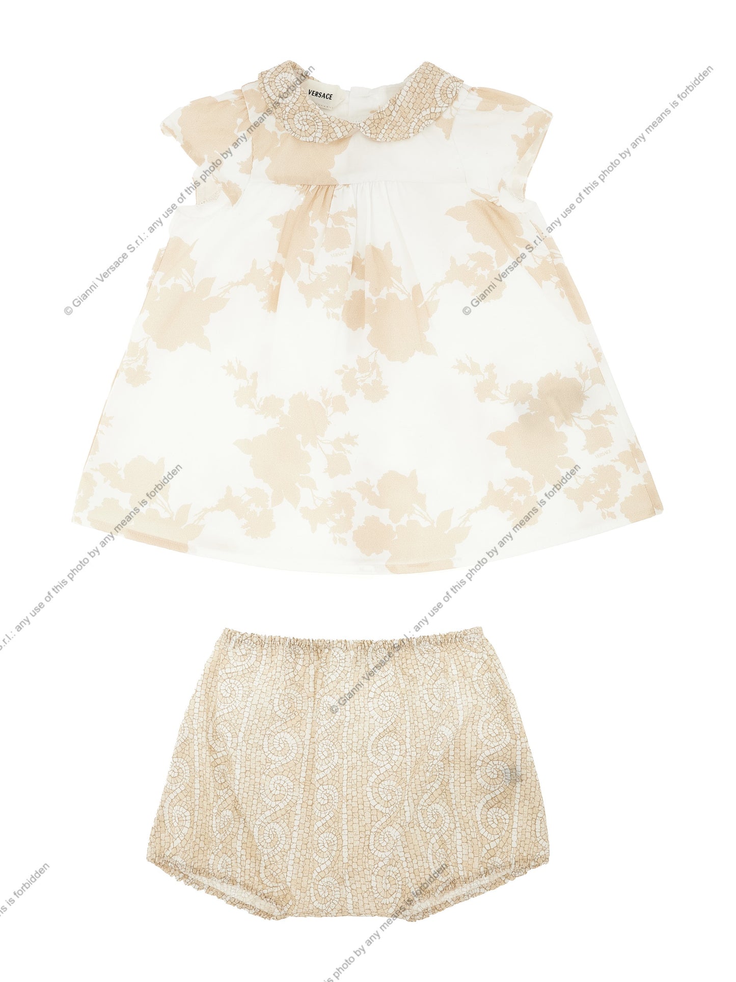 DRESS FLORAL SILHOUETTE KIDS COTTON POPLIN + GRECA MOSAIC BABY COTTON POPLIN