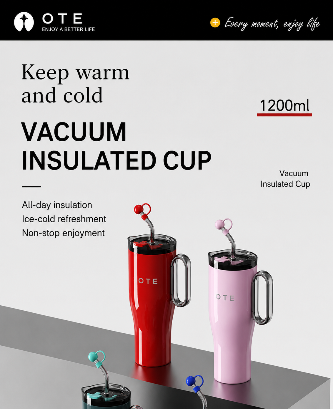 OTE Insulated Straw Cup 1.2L