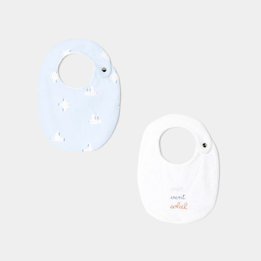 Set of baby bibs - white/blue
