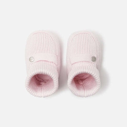 Baby girl knitted booties - jacadi pale pink