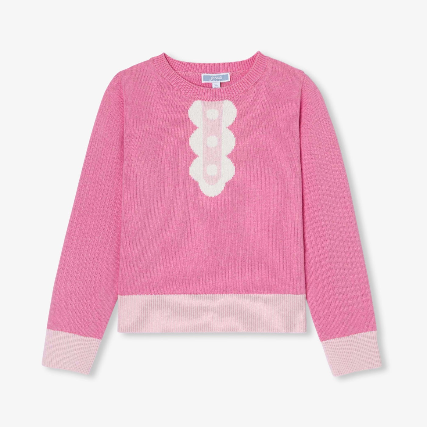 Girl sweater with trompe-l'œil collar - petal pink