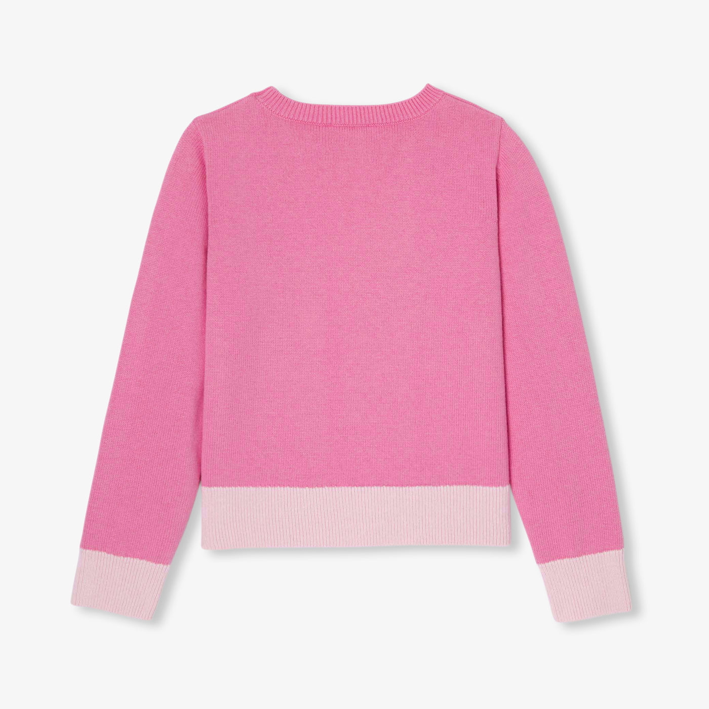 Girl sweater with trompe-l'œil collar - petal pink