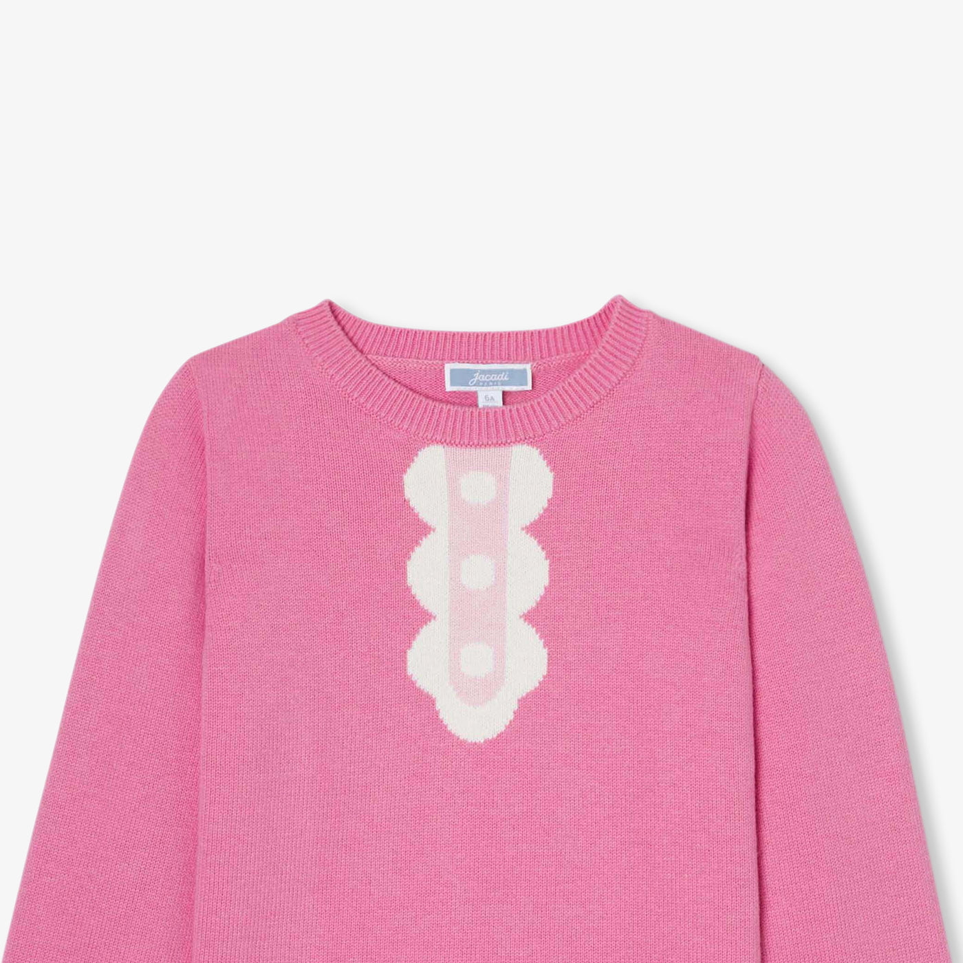 Girl sweater with trompe-l'œil collar - petal pink
