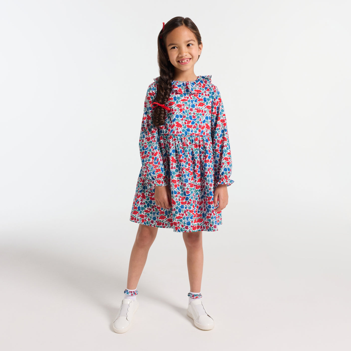 Girl dress in Liberty fabric - white/multicolour