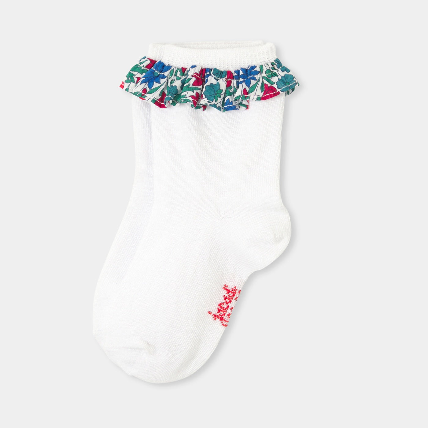 Girl socks with frill - white/red