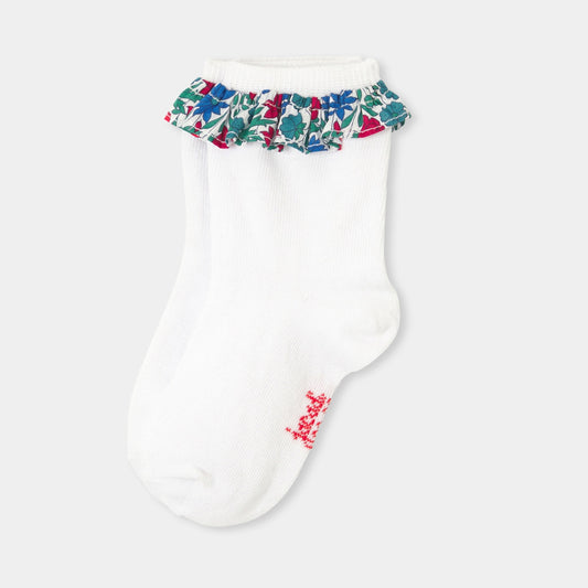 Girl socks with frill - white/red