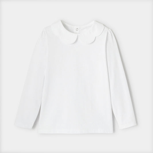 Girl T-shirt with scalloped collar