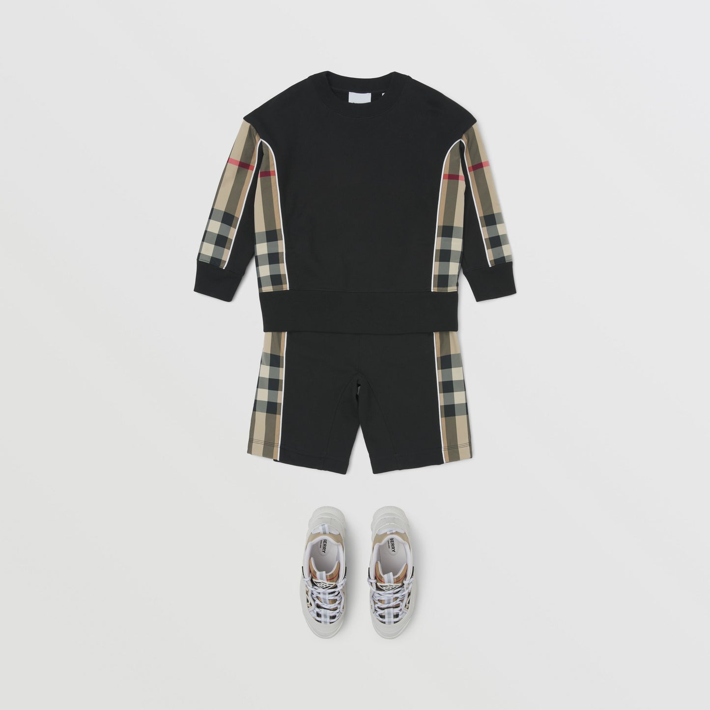 Burberry Check Panel Cotton Sweatshirt